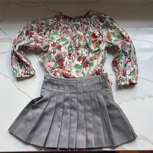 Jcrew pleated skirt and Floral Top